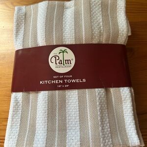 Beige & White Stripe Kitchen Towels - Set of Four